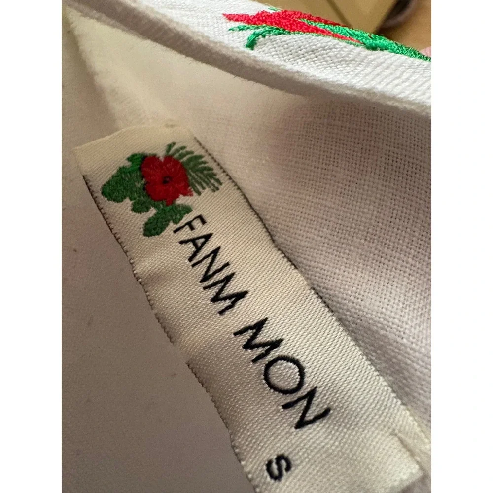 FANM MON‎ White Demre Maxi Dress embroidered roses Size Small
